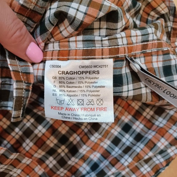 CRAGHOPPERS Men's Nour Short Sleeved Check Shirt | Parka Green Check Size Large - Picture 9 of 10